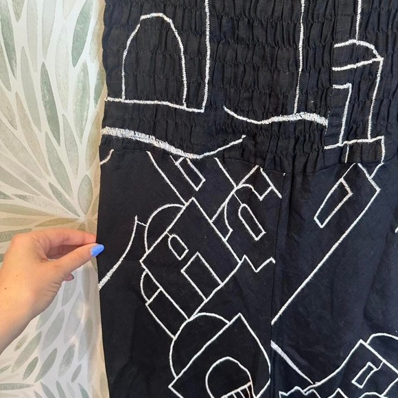 New with Tags Casa Mastro Black White Strapless Jumpsuit Sz Medium Linen Italy - Picture 6 of 8